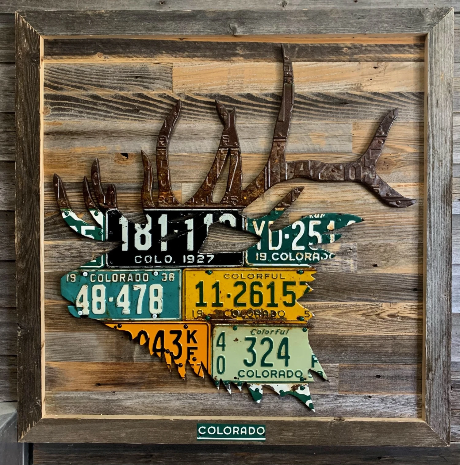 Cody Richardson Art - Antique Colorado Elk License Plate Art 3 Cody Richardson Art - Antique Colorado Elk License Plate Art