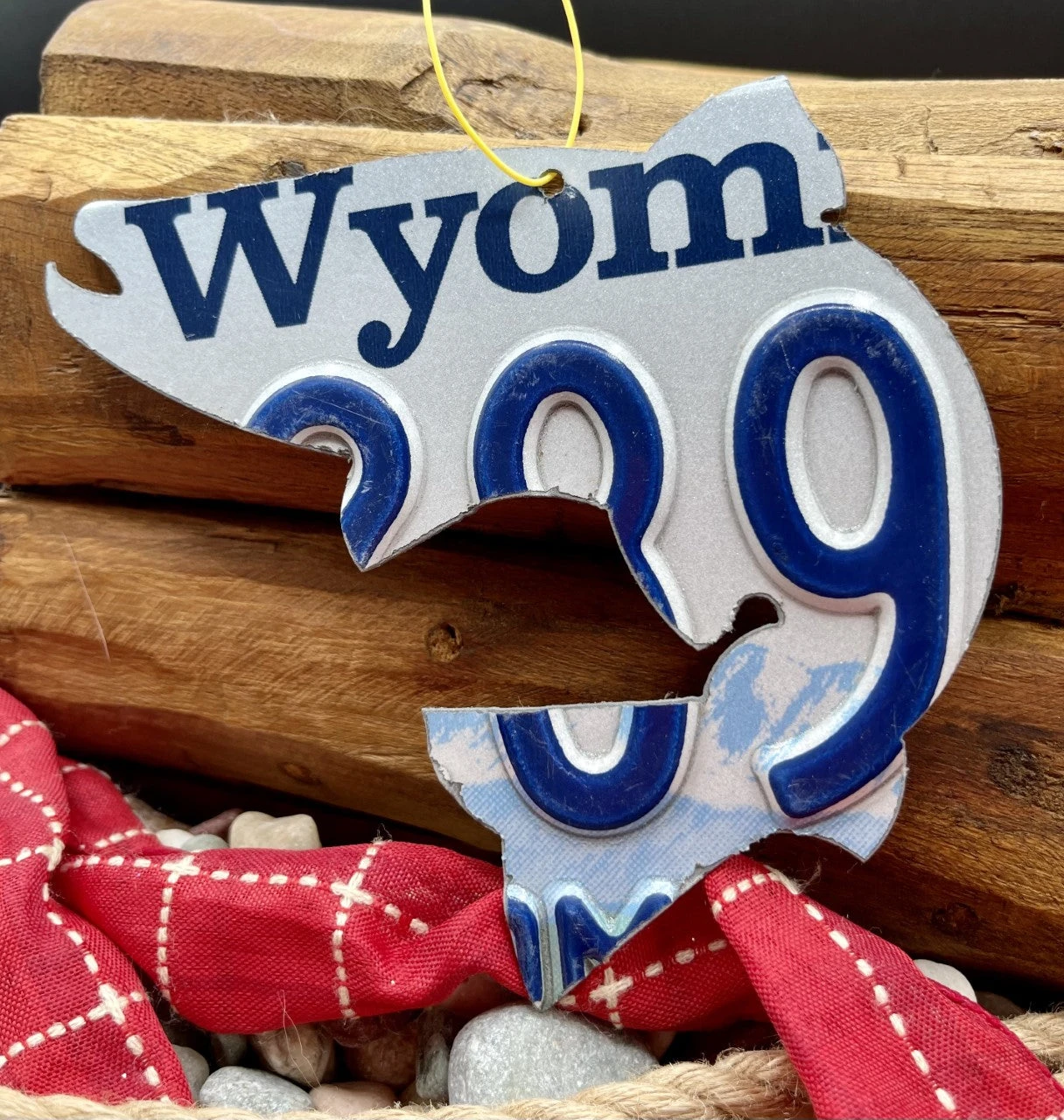 Cody Richardson Art - Wyoming Blue/White Trout License Plate Christmas Ornament 4 Cody Richardson Art - Wyoming Blue/White Trout License Plate Christmas Ornament - Image 2