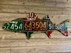 Cody Richardson Art - Massachusetts Striped Bass Antique License Plate Art