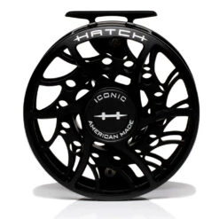 Hatch Iconic 11 Plus Fly Reel -Aero Fly Tackle Iconic11PlusReelBlackSilverMidArborfront