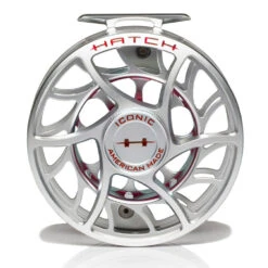 Hatch Iconic 11 Plus Fly Reel -Aero Fly Tackle Iconic11PlusReelClearRedLargeArborFront
