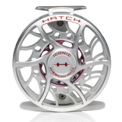 Hatch Iconic 11 Plus Fly Reel -Aero Fly Tackle Iconic11PlusReelClearRedMidArborFront