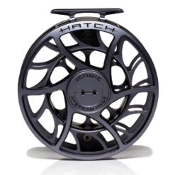 Hatch Iconic 11 Plus Fly Reel -Aero Fly Tackle Iconic11PlusReelGreyBlackLargeArborFront
