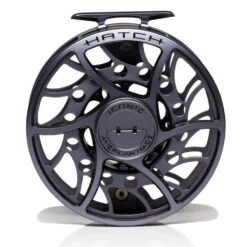 Hatch Iconic 11 Plus Fly Reel -Aero Fly Tackle Iconic11PlusReelGreyBlackMidArborFront