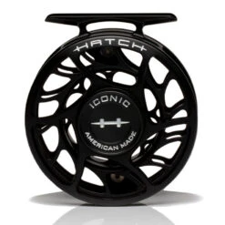 Hatch Iconic 3 Plus Fly Reel -Aero Fly Tackle Iconic3PlusReelBlackSilverLargeArborFront