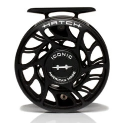 Hatch Iconic 4 Plus Fly Reel -Aero Fly Tackle Iconic4PlusReelBlackSilverLargeArborFront