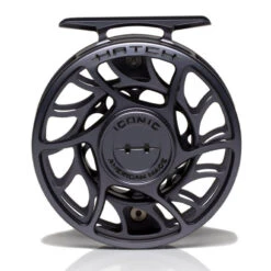 Hatch Iconic 4 Plus Fly Reel -Aero Fly Tackle Iconic4PlusReelGreyBlackLargeArborFront