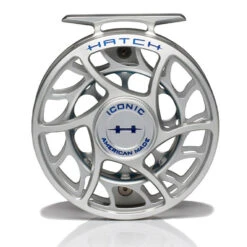 Hatch Iconic 5 Plus Fly Reel -Aero Fly Tackle Iconic5PlusReelClearBlueLargeArborFront