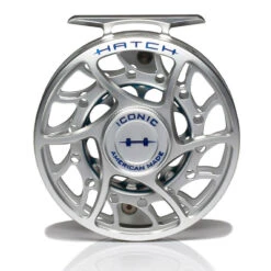 Hatch Iconic 5 Plus Fly Reel -Aero Fly Tackle Iconic5PlusReelClearBlueMidArborFront