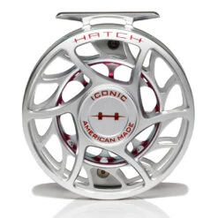Hatch Iconic 7 Plus Fly Reel -Aero Fly Tackle Iconic7PlusReelClearRedLargeArborFront