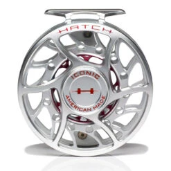 Hatch Iconic 7 Plus Fly Reel -Aero Fly Tackle Iconic7PlusReelClearRedMidArborFront
