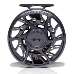 Hatch Iconic 7 Plus Fly Reel -Aero Fly Tackle Iconic7PlusReelGreyBlackMidArborFront