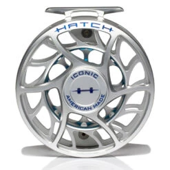 Hatch Iconic 9 Plus Fly Reel -Aero Fly Tackle Iconic9PlusReelClearBlueLargeArborFront