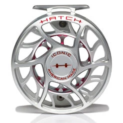 Hatch Iconic 9 Plus Fly Reel -Aero Fly Tackle Iconic9PlusReelClearredLargeArborFront