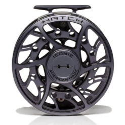 Hatch Iconic 9 Plus Fly Reel -Aero Fly Tackle Iconic9PlusReelGreyBlackMidArborFront