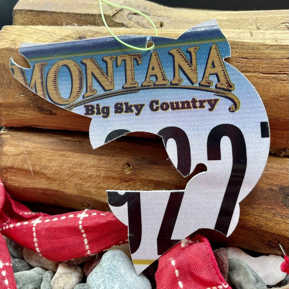 Cody Richardson Art - Montana 'Big Sky' Jumping Trout License Plate Christmas Ornament 3 Cody Richardson Art - Montana 'Big Sky' Jumping Trout License Plate Christmas Ornament