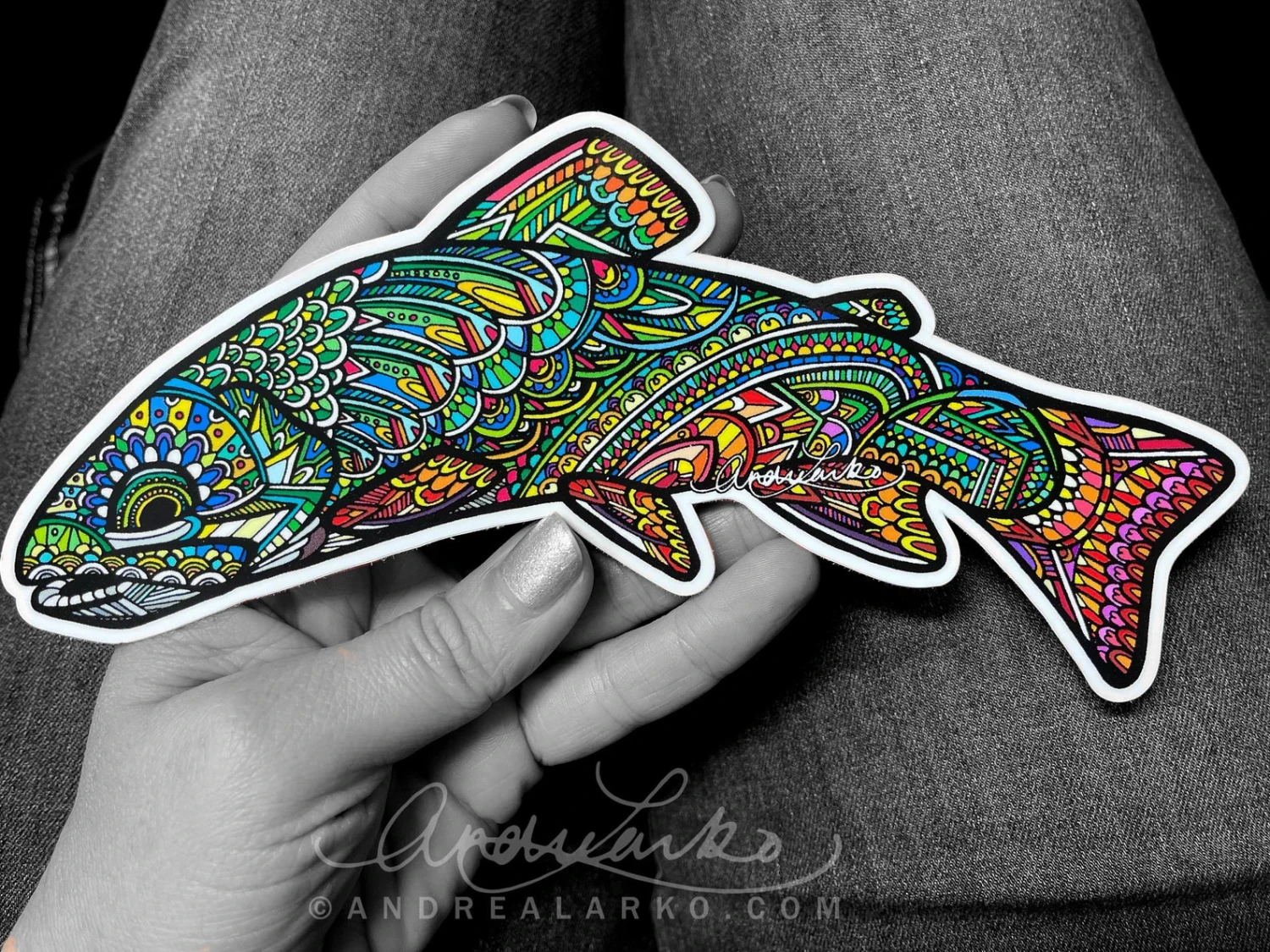 Andrea Larko Native Brook Trout Zentangle Sticker 2 Andrea Larko Native Brook Trout Zentangle Sticker